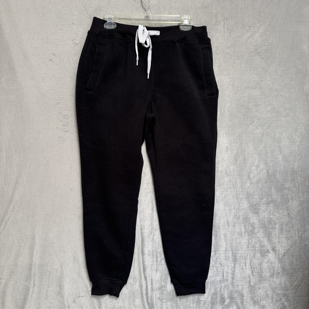 SP Active Sweatpants Mens Medium Black Fleece‎ Jogger Drawstring Pockets